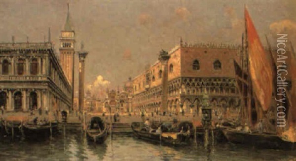 The Grand Canal, Venice Oil Painting - Antonio Maria de Reyna Manescau