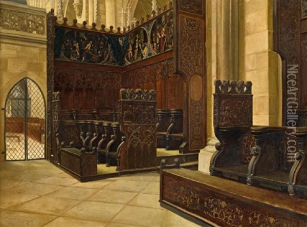 Chorgestuhl Im Dom Zu Magdeburg Oil Painting - Maximilian Modde