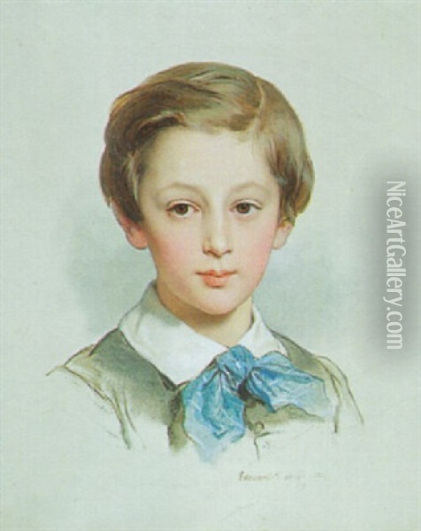 Portrait Of Small Boy Oil Painting - Edouard Louis Dubufe