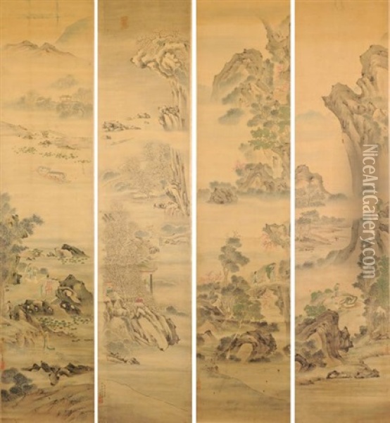 Four Landscape Paintings, Wang Yun Oil Painting -  Wang Yun