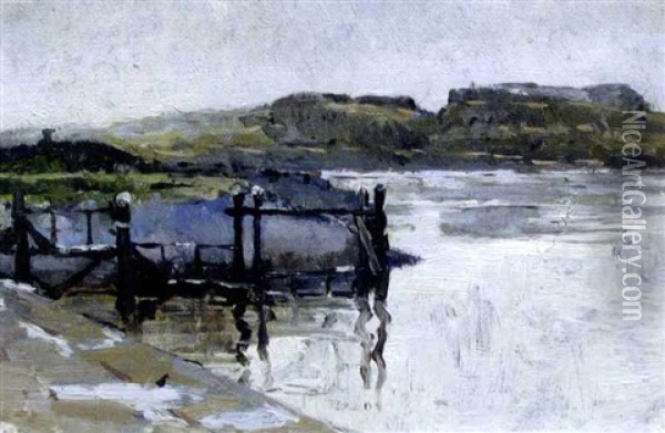 Le Ponton Oil Painting - Edmond Marie Petitjean