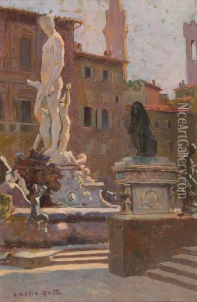 Piazza Della Signoria E Piazza San Lorenzo Oil Painting - Anacleto, Nino Della Gatta