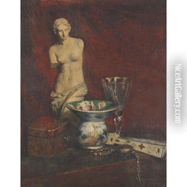 Still Life With Venus De Milo Statue Oil Painting - Paul-Charles Chocarne-Moreau