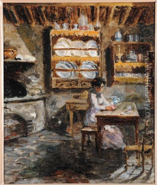 Interno Con Figura Oil Painting - Bartolomeo Giuliano