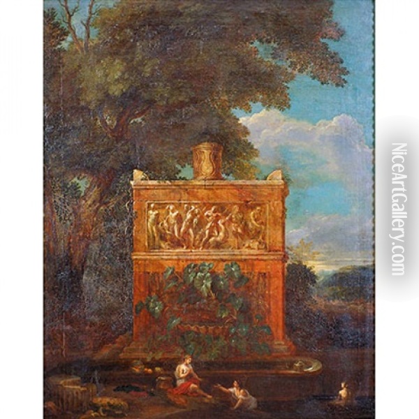 Ninfas En Un Paisaje Con Ruinas Clasicas Oil Painting - Jean Francois (Francisque) Millet the Younger