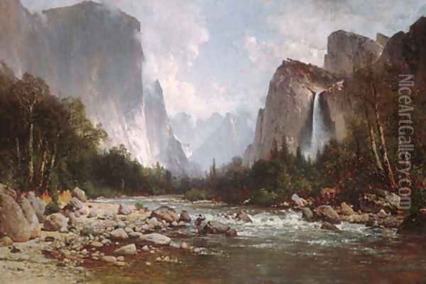 View of Yosemite Valley 1885 Oil Painting - Thomas Hill