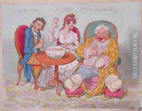 Punch Cures the Gout the Colic and the Tisic 2 Oil Painting - James Gillray