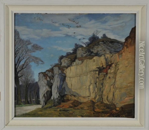 Felsige Landschaft Mit Vogeln Oil Painting - Albert Stagura