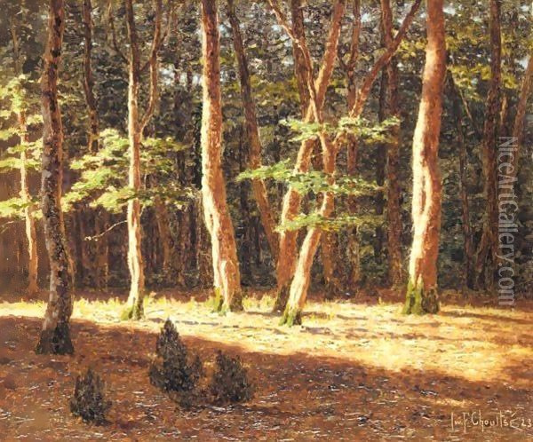 Forest At Sunset Oil Painting - Ivan Fedorovich Choultse