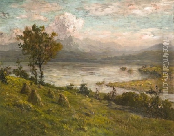 Vue Presumee Du Lac Du Bourget Oil Painting - Henry Lerolle