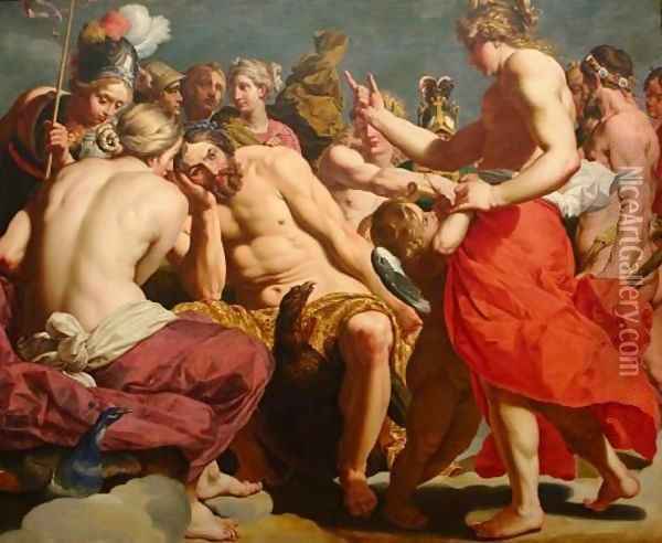 Jupiter Rebuked by Venus Oil Painting - Abraham Janssens