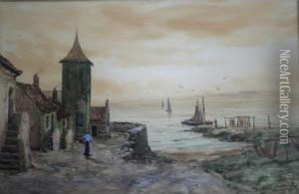 A Fishing Village (fife?) Oil Painting - John Hamilton Glass