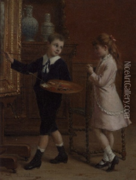 The Young Artist Oil Painting - Albert Roosenboom