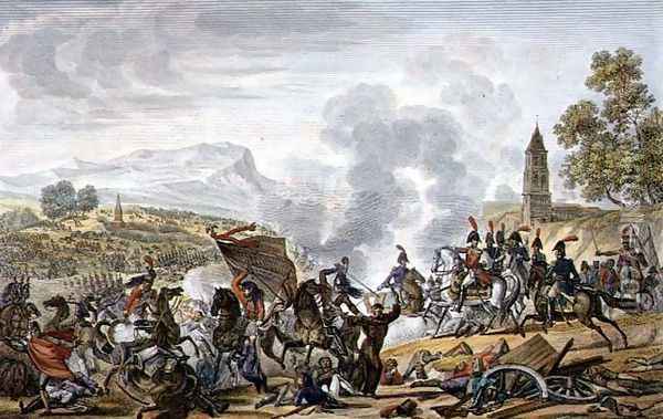 The Battle of Occana, 19 November 1809, engraved by Francois Pigeot Oil Painting - Roehn, Adolphe Eugene Gabriel