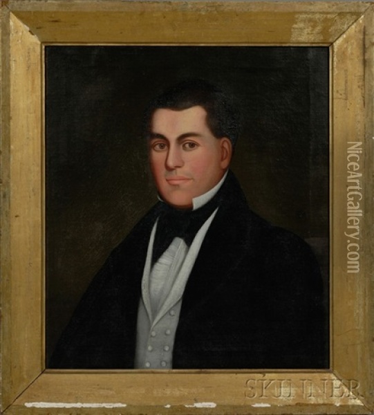 Portrait Of A Gentleman With Brown Eyes Oil Painting - Zedekiah Belknap