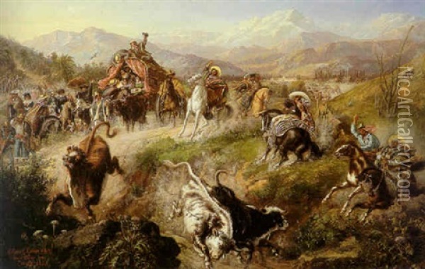 Un Rodeo En Chile Oil Painting - Ernesto Charton