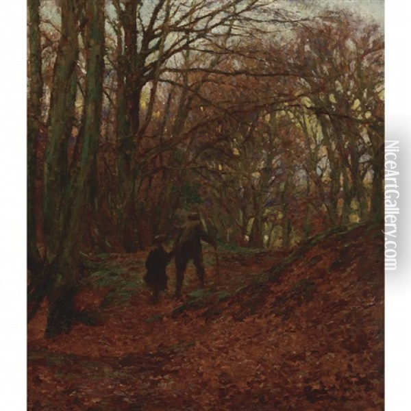 A Walk Through The Woods Oil Painting - William Gunning King