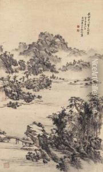 Landscape After Song Shimen Oil Painting - Zhu Lunhan