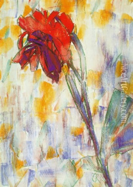 Rote Blume Oil Painting - Christian Rohlfs