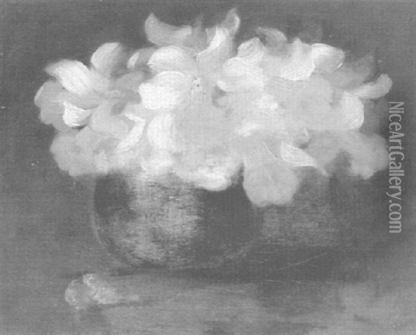 Daffodils In A Pottery Vase Oil Painting - Stuart James Park