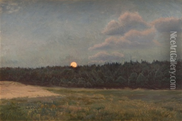 Moonrise Oil Painting - Josef Chelmonski