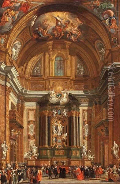 Capilla De San Ignacio De Loyola En La Iglesia Del Gesu En Roma Oil Painting - Giovanni Paolo Panini