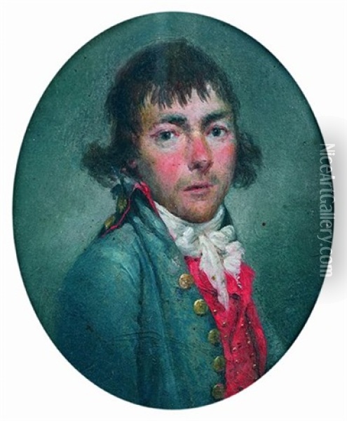 Portrait D'homme A La Redingote Bleue Oil Painting - Etienne Charles Leguay