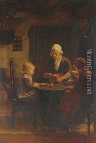 A Midday Meal (by Landis) Oil Painting - David Adolf Constant Artz