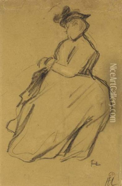 Femme Assise De Profil A Gauche Oil Painting - Henri De Toulouse-Lautrec