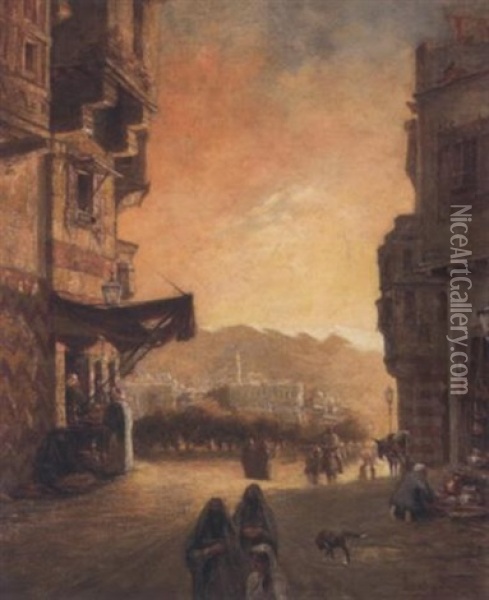 A Street In Cairo Oil Painting - Erwin Carl Wilhelm Guenther