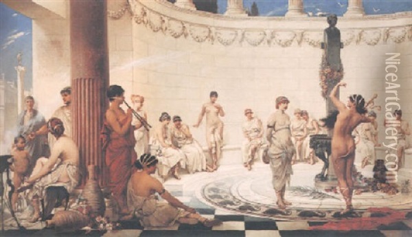 Eine Thuzhunde In Dionysus-temple Oil Painting - Hermann Schneider