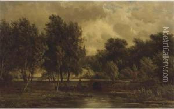 A Polder Landscape Near Gouda Oil Painting - Jan Willem Van Borselen