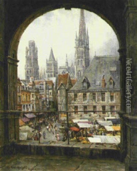 Market Place, Rouen Oil Painting - Louis Aston Knight