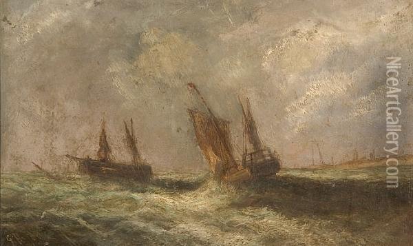 Vessels Off A Coastline Oil Painting - Lee Hayes
