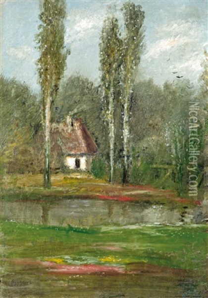 House Between The Trees Oil Painting - Lajos Gulacsy