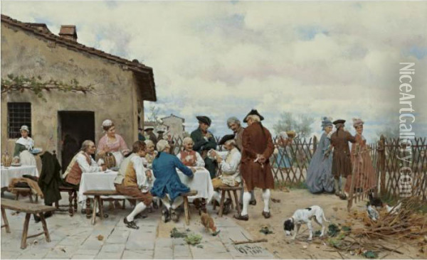 A Game Of Cards At The Inn Oil Painting - Raffaelo Sorbi