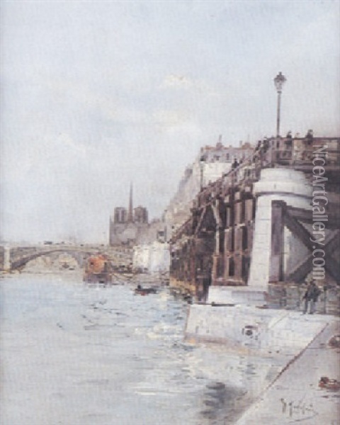 Notre Dame Et La Seine Oil Painting - Gustave Madelain