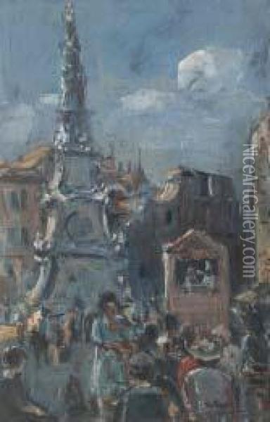 Piazza Del Gesu' Oil Painting - Gennaro Villani