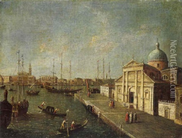 Venice, A View Of San Giorgio Maggiore With The Bacino Beyond And The Riva Degli Schiavoni In The Distance, Looking North Oil Painting - Michele Marieschi
