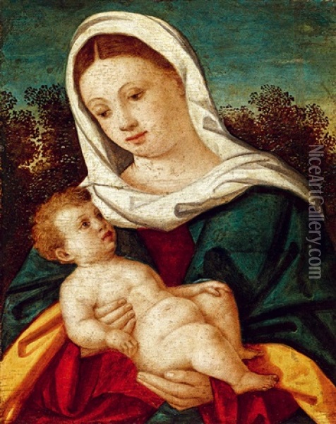 Virgin Mary With The Child Oil Painting - Francesco di Gerolamo da Santacroce