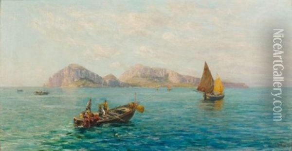 Pecheurs A Capri Oil Painting - Bernardo Hay