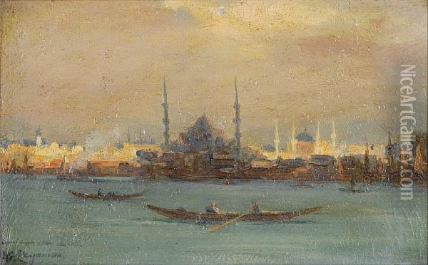 Hagia Sophia From The Bosphorus Oil Painting - Sarkis Erganian