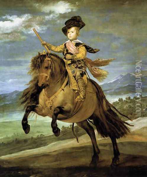 Prince Baltasar Carlos on Horseback 1635-36 Oil Painting - Diego Rodriguez de Silva y Velazquez