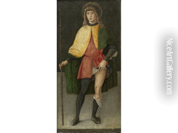Saint Liberale (+ And Saint Roch; Pair) Oil Painting - Lazzaro di Jacopo Bastiani