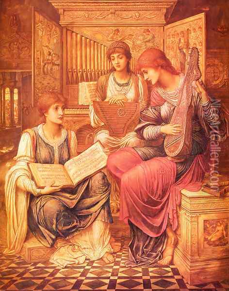 The Music of a Bygone Age I Oil Painting - John Melhuish Strudwick