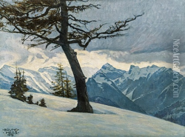 Winter In Den Alpen Oil Painting - Bruno Hess