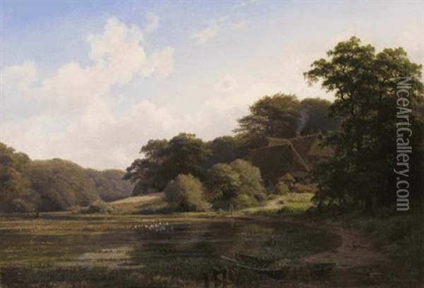 Holsteinische Landschaft Oil Painting - Johann Georg Haeselich