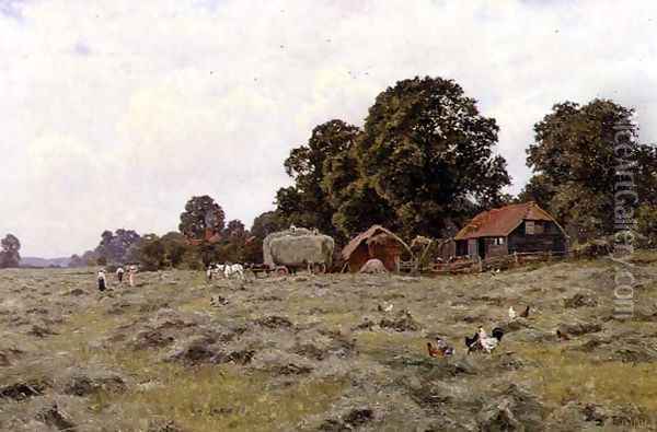 Haymaking in Fittleworth, Sussex Oil Painting - Edward Wilkins Waite