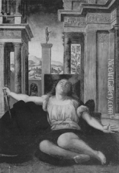 Lucrezia Oil Painting - Bartolomeo (il Bramantino) Suardi