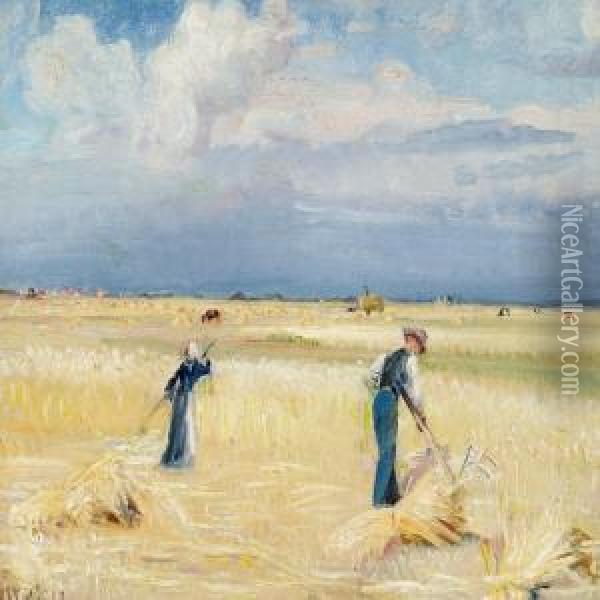 Rytter-s ren H ster Ved Skagen Nordstrand Oil Painting - Michael Ancher